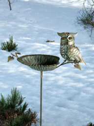 Verdigris Owl Bird Bath Decorative Freestanding Garden Outdoor Water Ornament - thumbnail 1