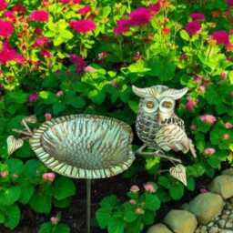 Verdigris Owl Bird Bath Decorative Freestanding Garden Outdoor Water Ornament - thumbnail 3
