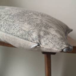 French Vintage Grey Toile Cushion Cover Country Linen Look Pom Trim Pillowcase - thumbnail 2