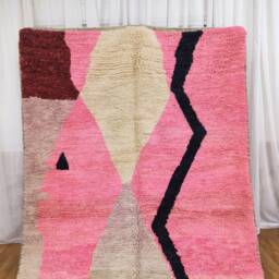 Handmade Moroccan Wool Rug - Colorful Beni Ourain Berber Bohemian Carpet - thumbnail 2