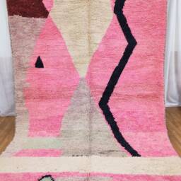 Handmade Moroccan Wool Rug - Colorful Beni Ourain Berber Bohemian Carpet - thumbnail 3