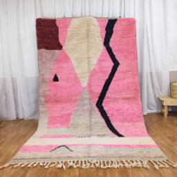 Handmade Moroccan Wool Rug - Colorful Beni Ourain Berber Bohemian Carpet - thumbnail 1