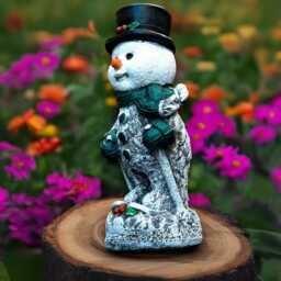 Unique Snowman Sculpture Concrete Figurine Cement Christmas Ornament Snowman Lover Gift Handmade Front Door Decor - thumbnail 3