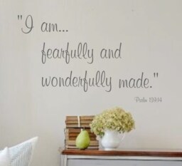 Family Vinyl Wall Decal -Wonderfully Made Psalm 13914 - Lettering For The Home- Bible Verse - thumbnail 1