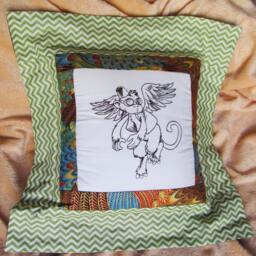 steampunk Flying Monkey Embroidered Pillow Cover Quilt-Pieced Cotton - thumbnail 4