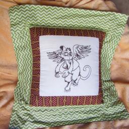 steampunk Flying Monkey Embroidered Pillow Cover Quilt-Pieced Cotton - thumbnail 3