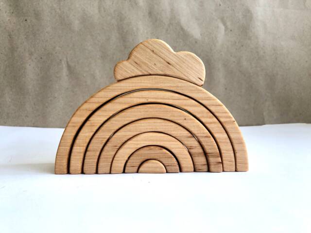 Wooden Rainbow Stacker With Cloud - image 1