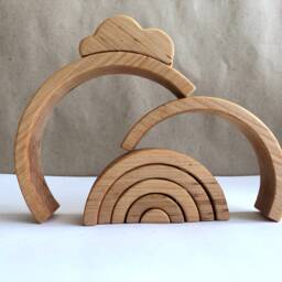 Wooden Rainbow Stacker With Cloud - thumbnail 2