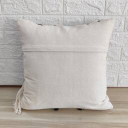 "Monochrome Boho Decorative Pillow Cover - Home Decor Tufted Embroidered Cushion Cover Natural Raw Cotton 18""x18" - thumbnail 4
