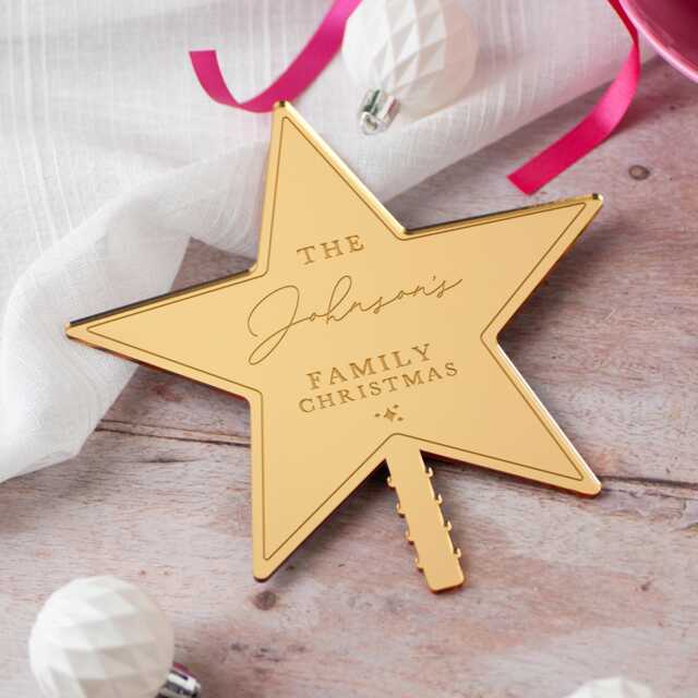 Christmas Tree Topper Star, Engraved Topper, Scandi Christmas, Reusable Keepsake Ornament - image 1