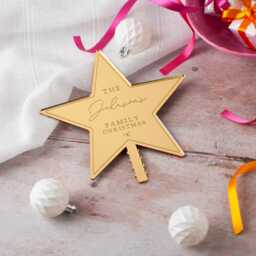 Christmas Tree Topper Star, Engraved Topper, Scandi Christmas, Reusable Keepsake Ornament - thumbnail 3
