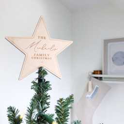 Christmas Tree Topper Star, Engraved Topper, Scandi Christmas, Reusable Keepsake Ornament - thumbnail 2