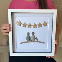 Personalised Pebble Family Frame Gift For Family, Personalised Frame, New Home Gift Couples, Family Pebble Frame - thumbnail 2