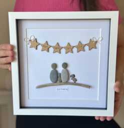 Personalised Pebble Family Frame Gift For Family, Personalised Frame, New Home Gift Couples, Family Pebble Frame - thumbnail 1