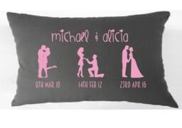 Heart Font Silhouette Timeline Couples Pillow Perfect For Bridal Shower, Anniversary Gift, Wedding Gift Or Engagement & Valentine's Day - thumbnail 1