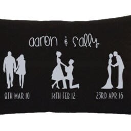 Heart Font Silhouette Timeline Couples Pillow Perfect For Bridal Shower, Anniversary Gift, Wedding Gift Or Engagement & Valentine's Day - thumbnail 3