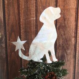 Labrador Retriever, Dog Tree Topper, Holiday Decoration, Aluminum, Christmas Silver, Metal, Lab, Lover