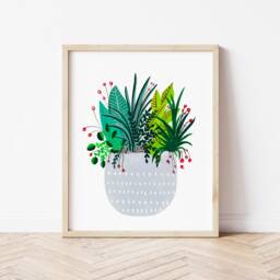 House Plant Prints, Original Gouache Art Wall Set Of 2, Potted Art, Assorted Plants, Botanical Print, Tropical - thumbnail 2