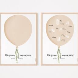 Guestbook Baby Shower Poster Fingerprint - Decoration Babyshower Keepsake Guests Balloon - thumbnail 2