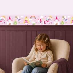 Fairy Princess Border Wall Stickers Nursery Room Decor For Toddler Girls Bedroom & Playroom