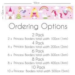 Fairy Princess Border Wall Stickers Nursery Room Decor For Toddler Girls Bedroom & Playroom - thumbnail 2