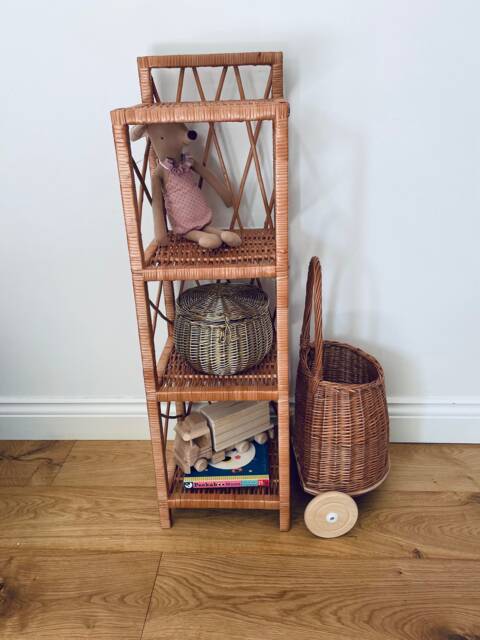 Wicker Bookcase, Wicker Shelf, Cabinet, Furniture, Kids Bedside Rattan - image 1