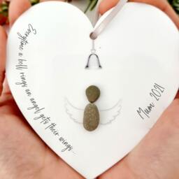Remembrance Angel Personalised Christmas Bauble Pebble Tree Decoration Ornament - Hanging - thumbnail 2
