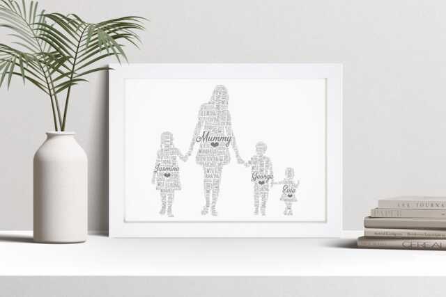 Personalised Mother & Child Word Art Print, Mother's Day Mum Gift, Custom Wall Framed Picture, Present For Mummy, Mam, Mom Nl - image 1