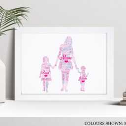 Personalised Mother & Child Word Art Print, Mother's Day Mum Gift, Custom Wall Framed Picture, Present For Mummy, Mam, Mom Nl - thumbnail 2