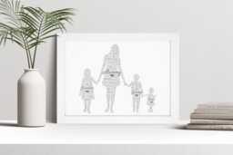 Personalised Mother & Child Word Art Print, Mother's Day Mum Gift, Custom Wall Framed Picture, Present For Mummy, Mam, Mom Nl - thumbnail 1