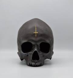 Inverted Cross. Human Skull Replica . Realistic Plaster Of Paris Life Size Human Replica - thumbnail 1