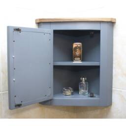 Mirrored Bathroom Corner Cabinet Grey Painted Wall Mounted 601G - thumbnail 2