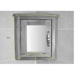 Mirrored Bathroom Corner Cabinet Grey Painted Wall Mounted 601G - thumbnail 3