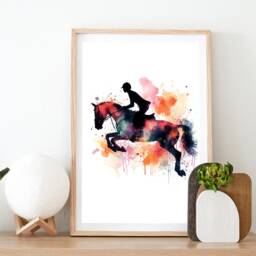 Show Jumping Print Poster - Set Of 3 Wall Art - Horse Watercolour Posters Gifts Definition Prints Bedroom Artwork Decor - thumbnail 2