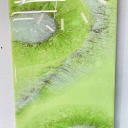 Pale Green Abstract Resin Wall Clock, Long Modern Unusual Home Decor, Luxury Clocks - thumbnail 3