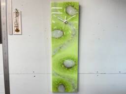 Pale Green Abstract Resin Wall Clock, Long Modern Unusual Home Decor, Luxury Clocks
