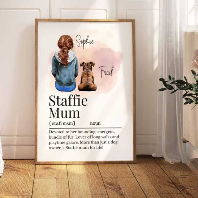 staffie Mum Definition Print, Personalised Print For A Mum, Owner - image 1