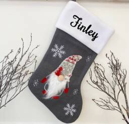 Custom Embroidered Personalized Christmas Gonk Stockings - Xmas Snowman Reindeer Santa - The Couture Cushion