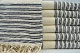 "Black Towel, Turkish Peshtemal, 40""x70" - thumbnail 1
