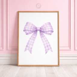 Purple Bow Nursery Prints - Set Of 3 Girls Wall Art, Custom Name Decor - thumbnail 3