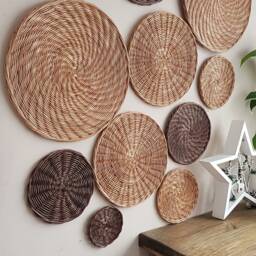 Set Of 11 Wicker Wall Baskets Boho Hanging Decor - thumbnail 4