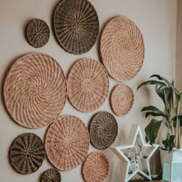 Set Of 11 Wicker Wall Baskets Boho Hanging Decor - thumbnail 2
