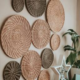 Set Of 11 Wicker Wall Baskets Boho Hanging Decor - thumbnail 3