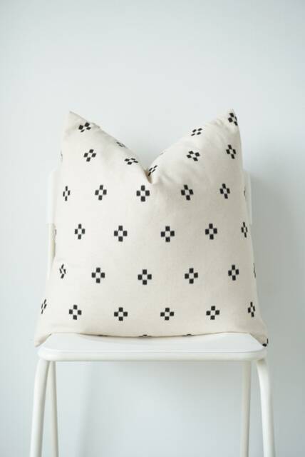 White Black Dot Block Print Mudcloth Hmong Pillow Case - image 1