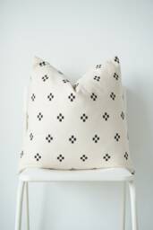 White Black Dot Block Print Mudcloth Hmong Pillow Case - thumbnail 1