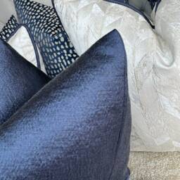 Scatter Navy Cushion Cover, Textured Sateen Pillow Luxury Throw Modern Sofa Harlequin Fabric - thumbnail 2