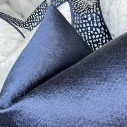 Scatter Navy Cushion Cover, Textured Sateen Pillow Luxury Throw Modern Sofa Harlequin Fabric - thumbnail 3