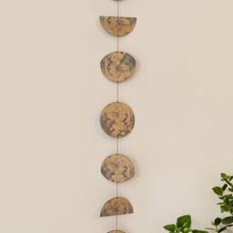 Lunar Phases Wall Hanging Engraved Birch Wood Moon Garland - thumbnail 3
