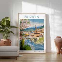 Prizren Poster, Art Print, Kosovo Landmark Art, Travel Poster - thumbnail 3