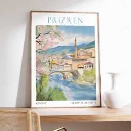 Prizren Poster, Art Print, Kosovo Landmark Art, Travel Poster - thumbnail 2